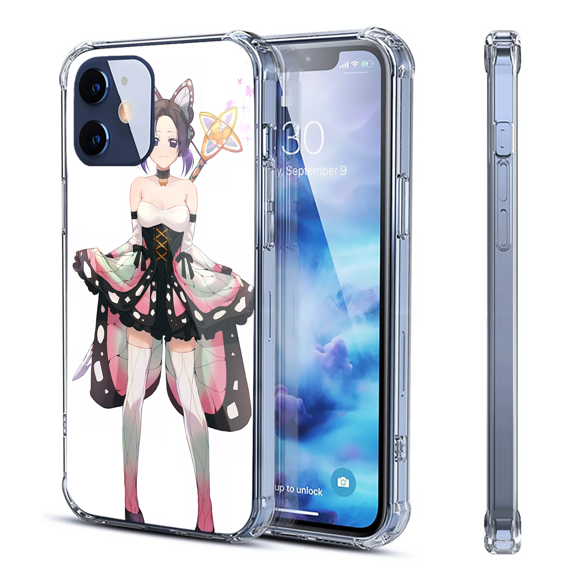 （画像用） 鬼滅の刃（きめつのやいば）蟲柱-胡蝶 しのぶ／こちょう しのぶ Kochou Shinobu 【iPhone 12シリーズ対応】透明スマホケース（クリアソフトケース）